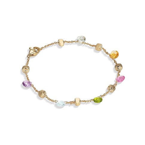 Marco Bicego Armband aus 750er Gelbgold mit facettierten, bunten Farbsteinen und Topasen.
