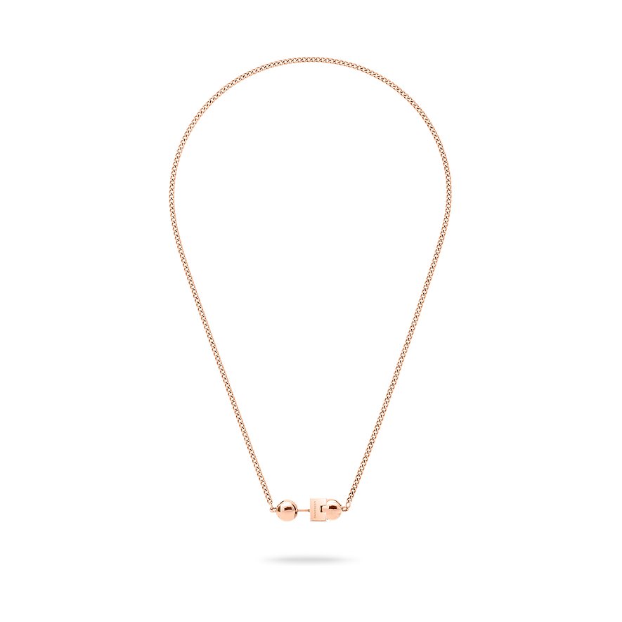 Liebeskind halsband i roséguldfärgat rostfritt stål. Har ett hänge med en kula och ett 