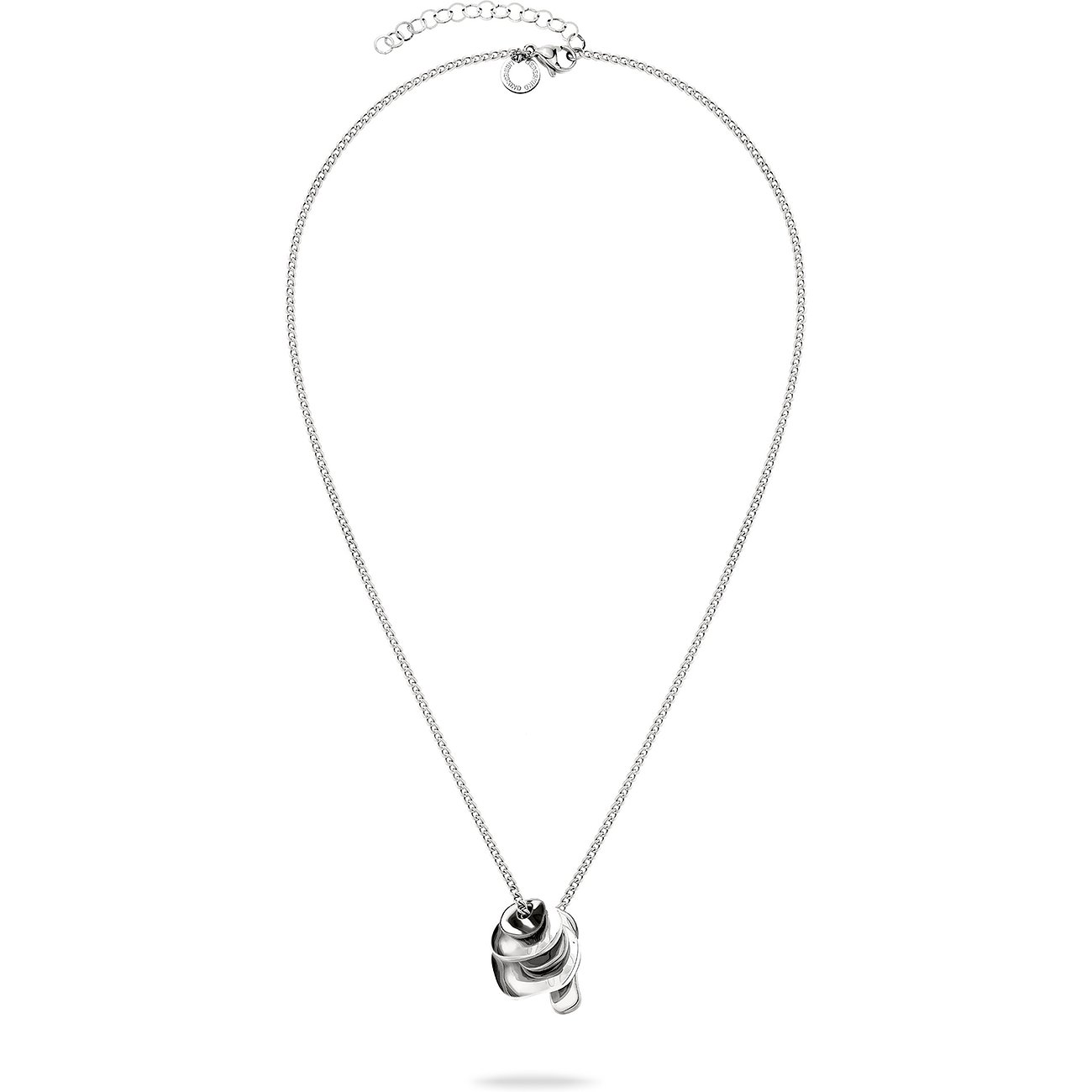 Liebeskind Halsschmuck aus Edelstahl mit einem glänzenden, skulpturalen Anhänger in Wellenform.