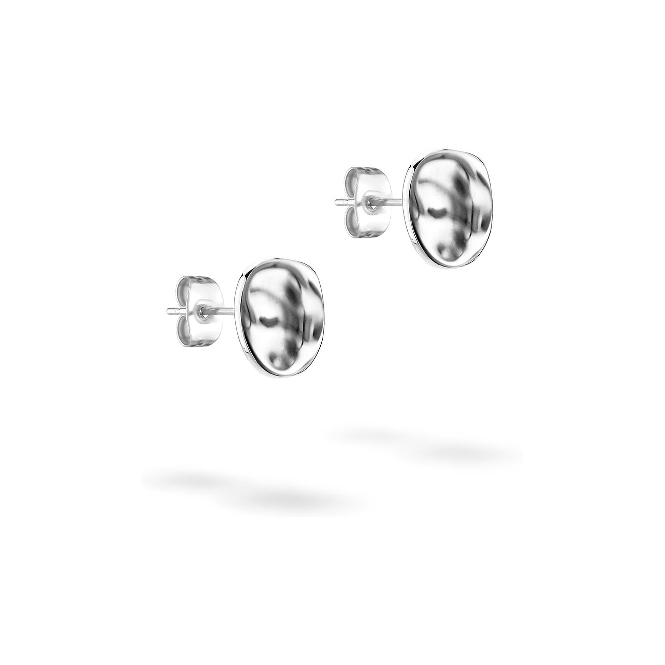 Orecchini a perno Liebeskind in acciaio inossidabile color argento, con superfici strutturate e di forma irregolare.