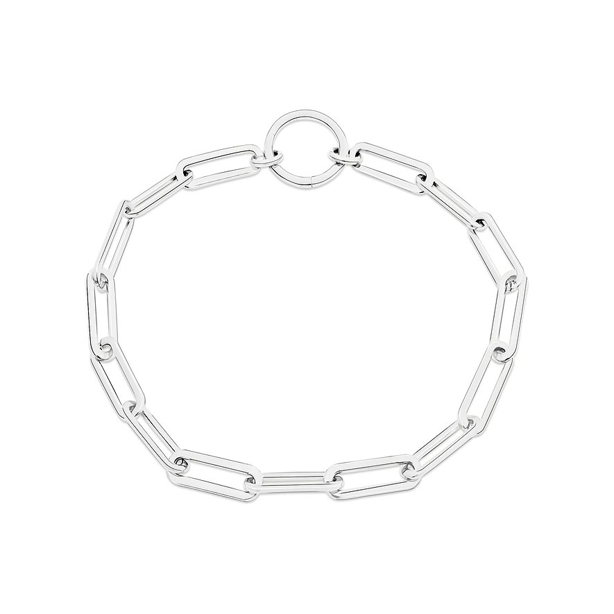 Bracelet Tamaris intemporel en acier inoxydable brillant, maillons rectangulaires étroits et fermoir rond.