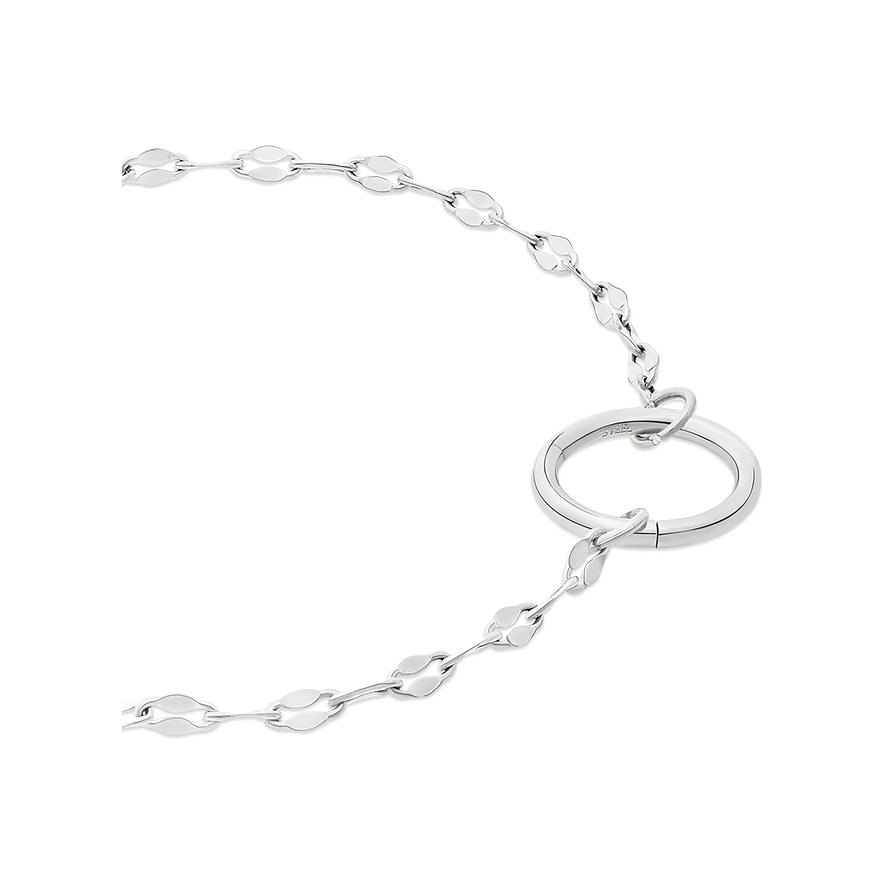 Dette Tamaris armbånd i rustfrit stål har en kæde med flade, bønneformede led og en stor ringlås.