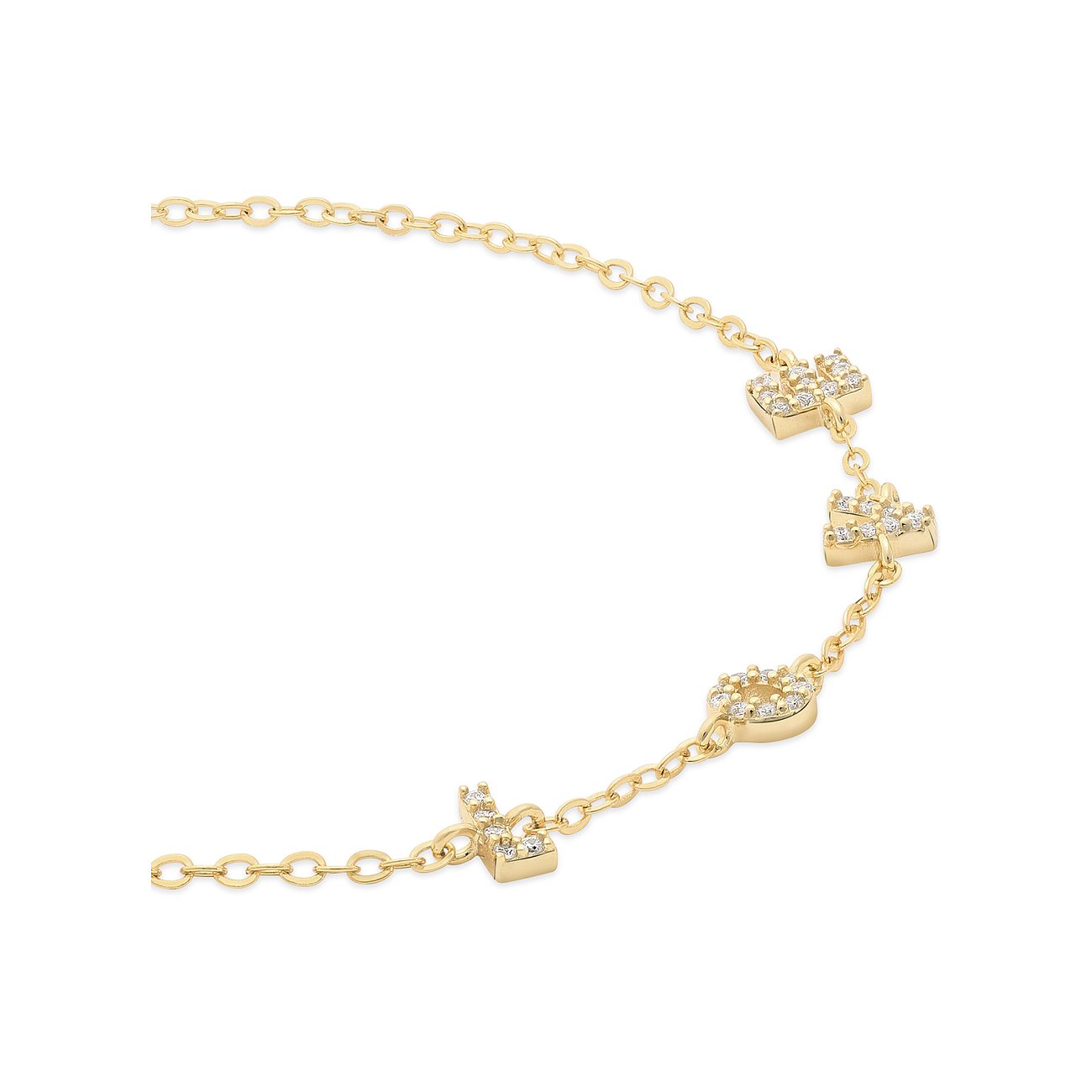 Tamaris goldenes Armband aus 925er Silber mit mehreren Zirkonia-besetzten Wort-Anhängern, die sich zu 