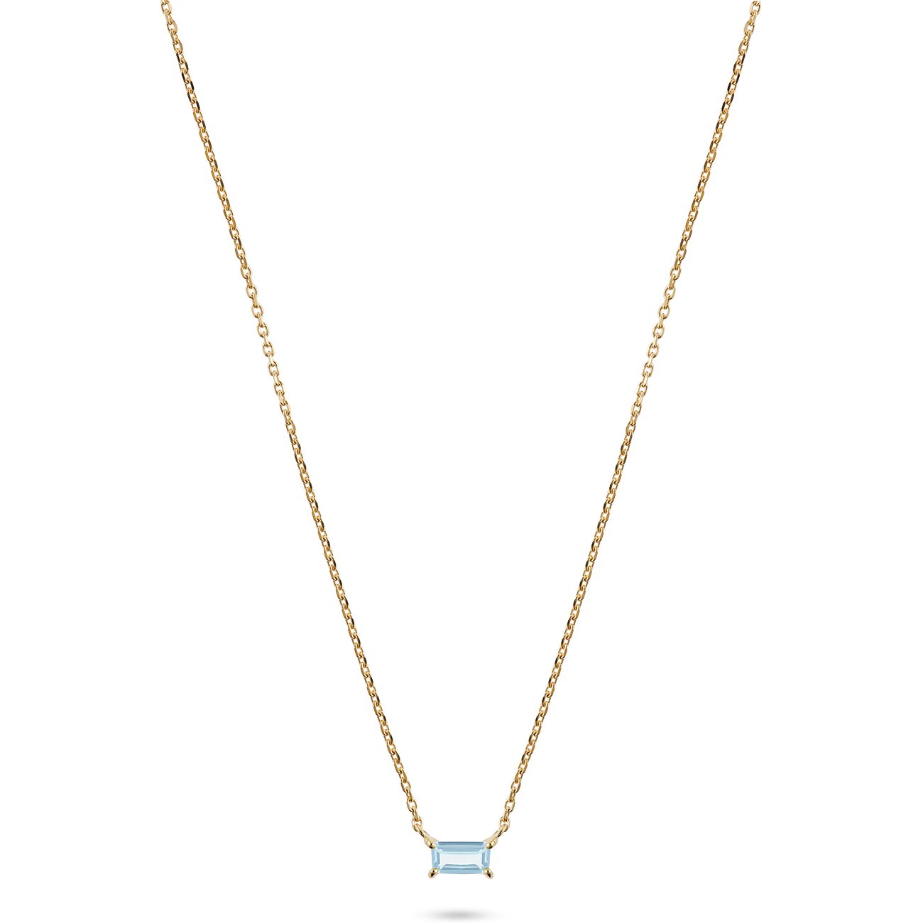 CHRIST Halsschmuck aus 585er Gelbgold mit einem rechteckigen Topas als Anhänger, mittig auf der feinen Kette.