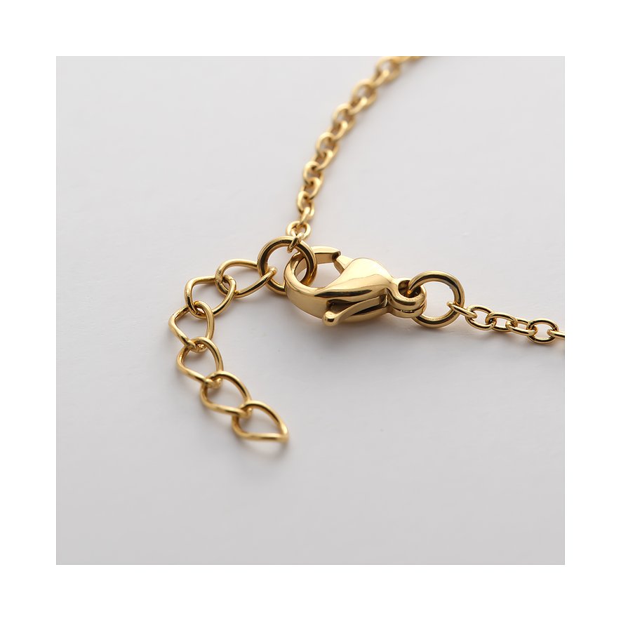 Bracelet FAVS Little Friends en acier inoxydable plaqué or avec fermoir mousqueton et chaîne d'extension.