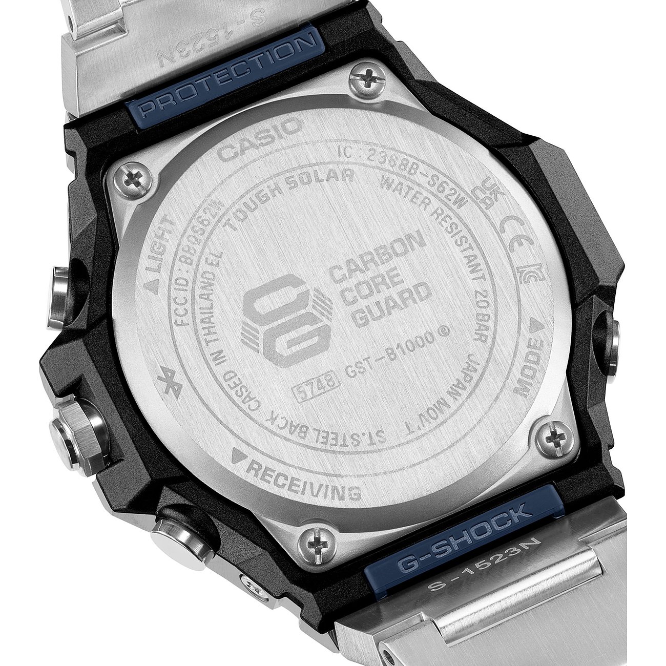 Rückansicht der Casio Herrenuhr aus Resin, die das 