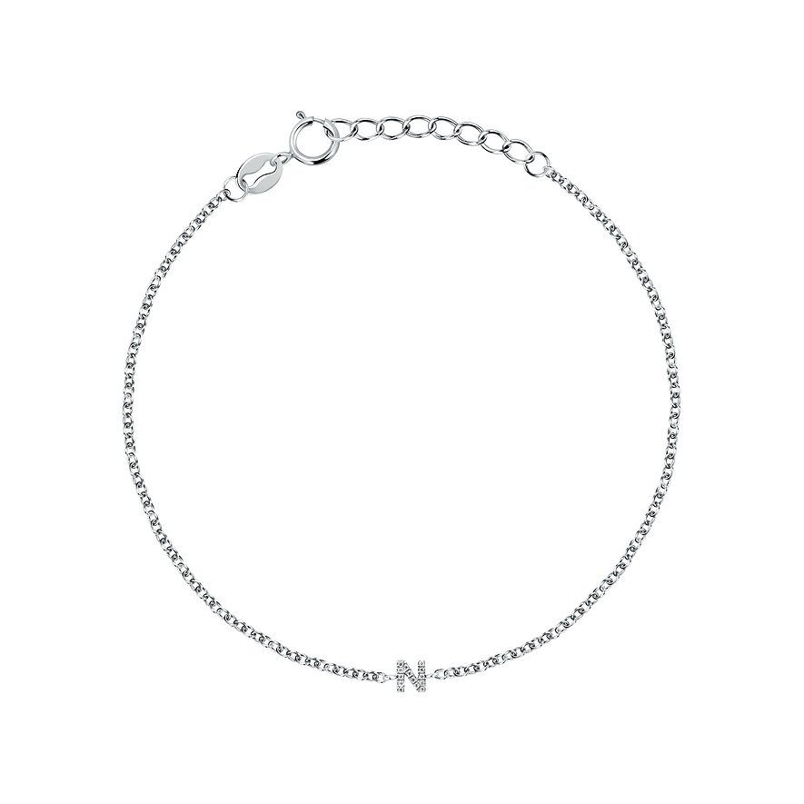 FAVS Armband i 925 silver: smal länkkedja med en liten, centrerad 'h'-initial, prydd med zirkonia.