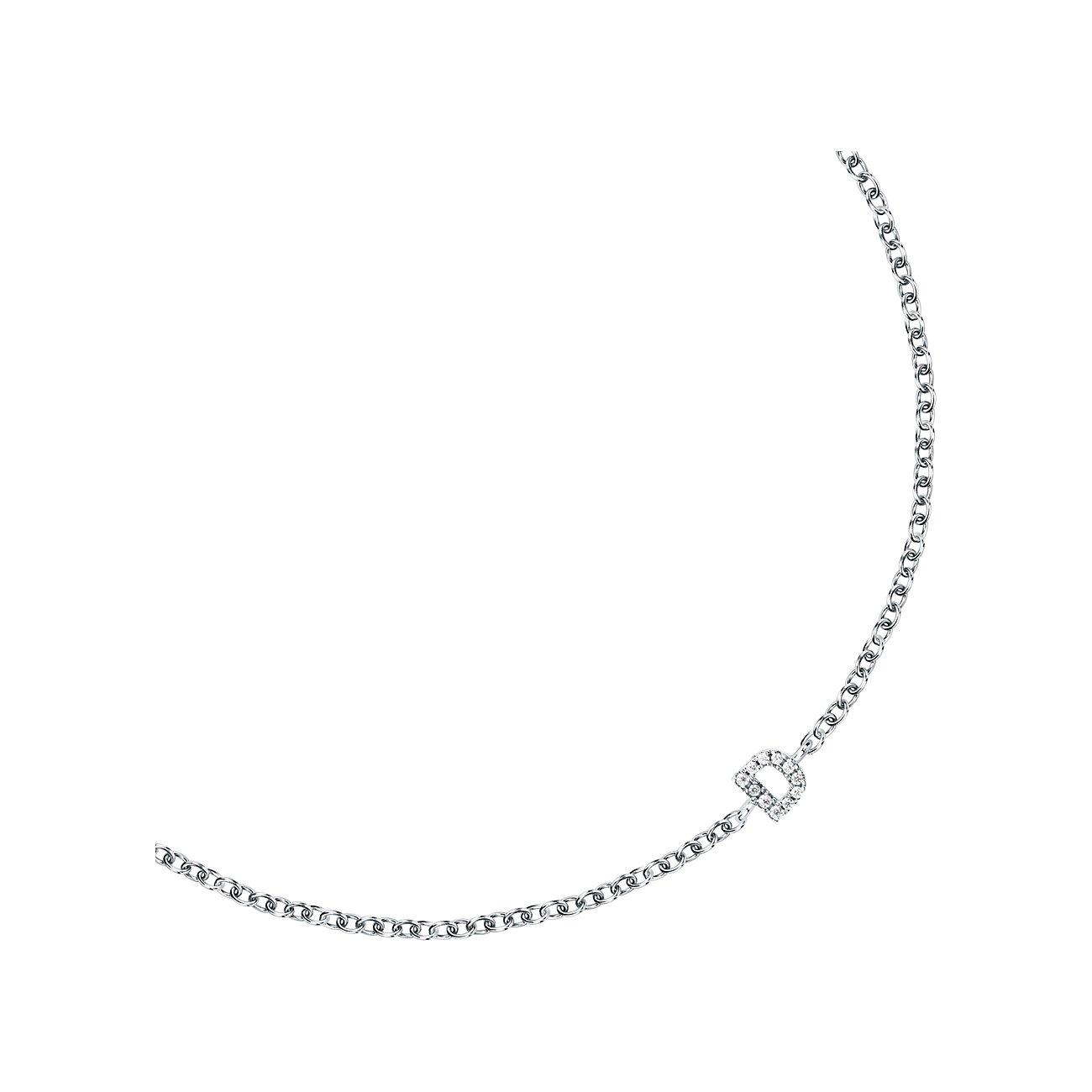 FAVS Armband i 925 silver med en zirkoniasten formad som bokstaven D
