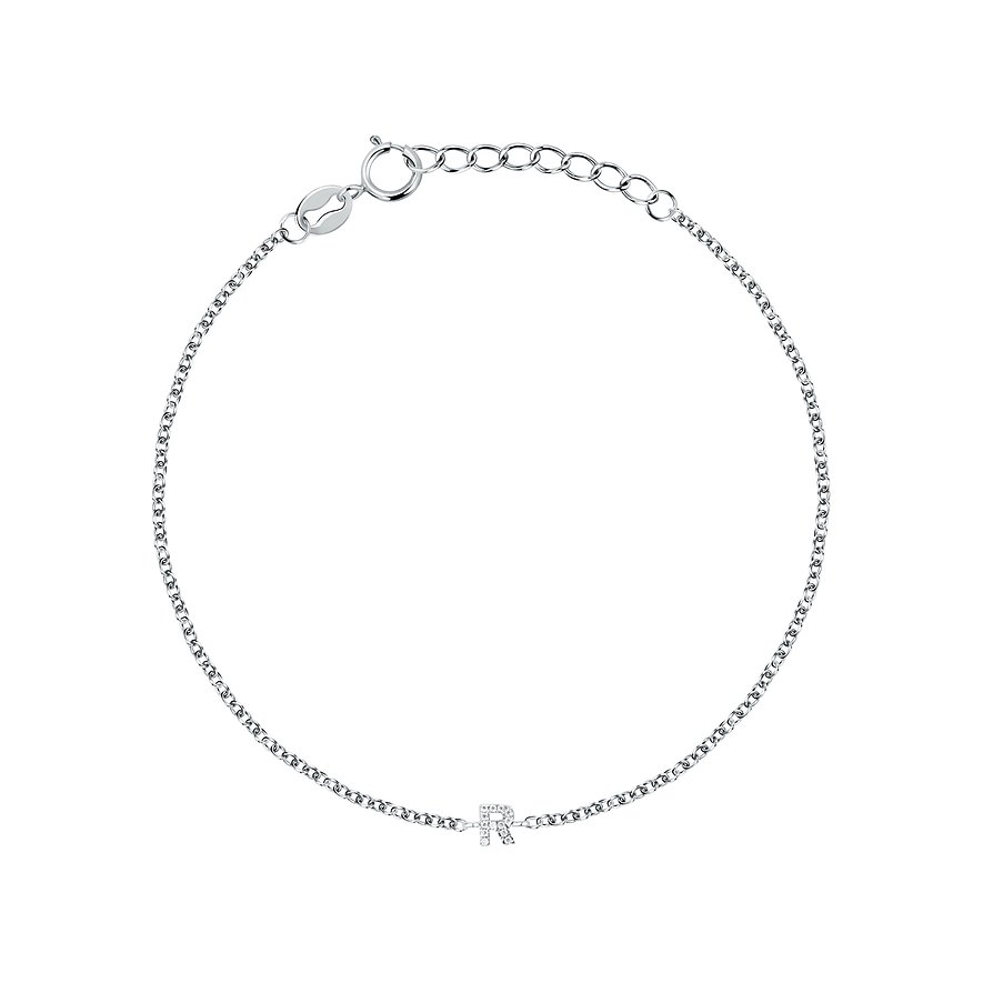 FAVS 925 sterlingsilverarmband med tunn kedja och bokstaven 