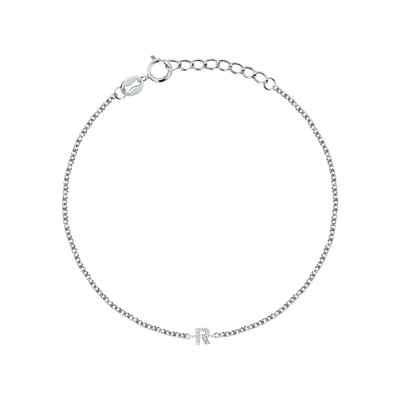 FAVS 925 sterlingsilverarmband med tunn kedja och bokstaven 