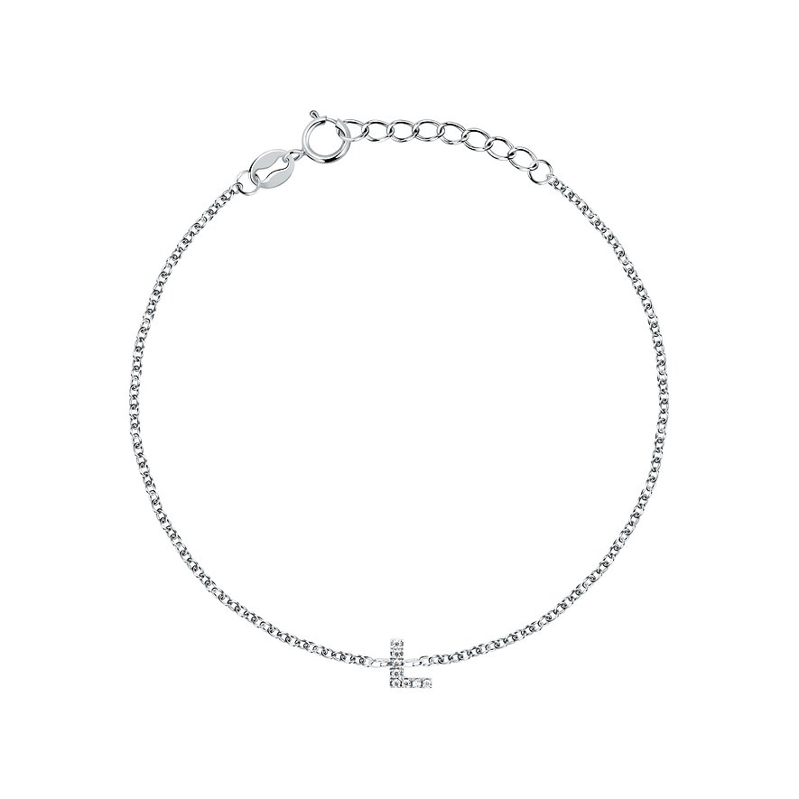 FAVS 925 sterlingsilverarmband med en delikat kedja och ett bokstavshänge prytt med glittrande zirkoniastenar.