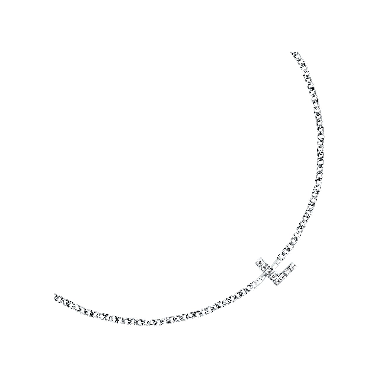 FAVS 925 silverhalsband med glänsande korshänge, prydd med gnistrande färgade zirkoniastenar.