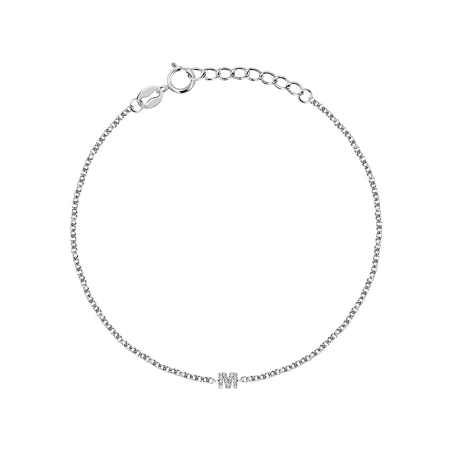 FAVS 925 silver zirkonia armband, föreställande ett delikat armband med ett M-initialhänge.