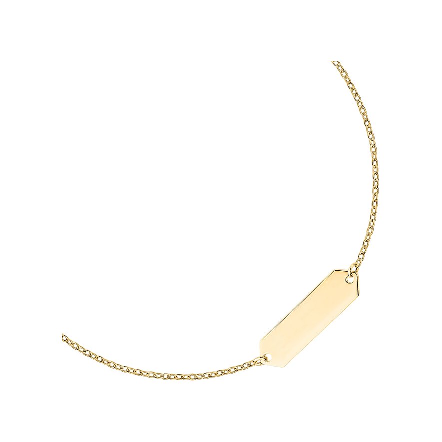 FAVS 925er Silber Armschmuck in Gold mit glänzender Metallplatte in der Mitte.