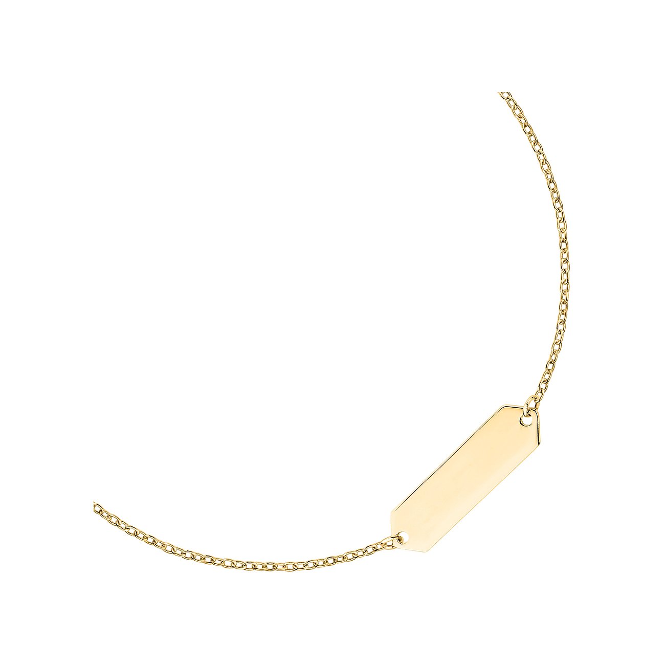FAVS 925er Silber Armschmuck in Gold mit glänzender Metallplatte in der Mitte.