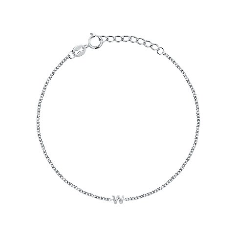 FAVS 925 sterlingsilverarmband med nätt kedja och ett gnistrande "W" med zirkonia, lås upptill i mitten.