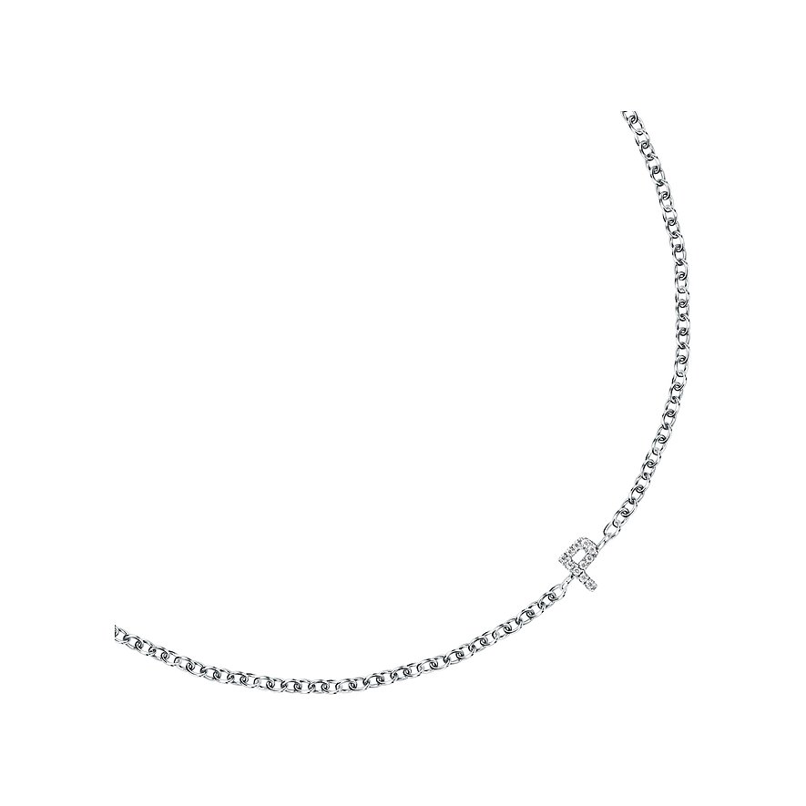 FAVS 925er Silberarmband mit zarten Kettengliedern und einem funkelnden „R“-Buchstaben, besetzt mit Zirkonia-Steinen.