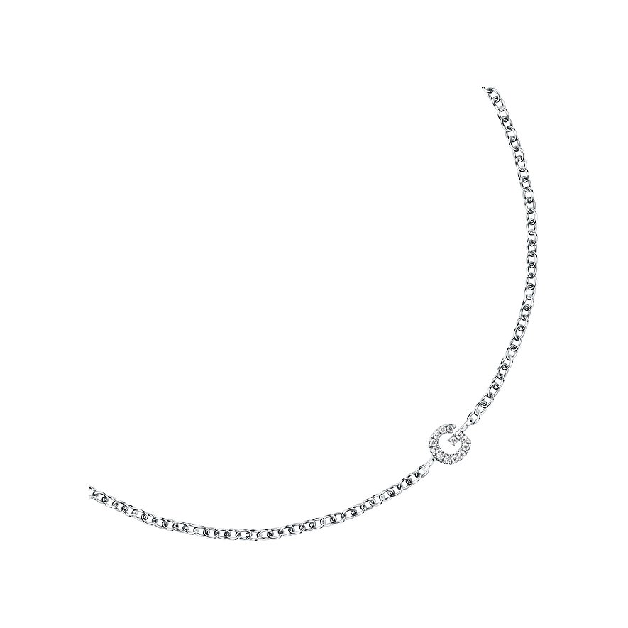 FAVS 925 sterlingsilverarmband med en G-formad zirkoniaprydnad i mitten av en kedja.