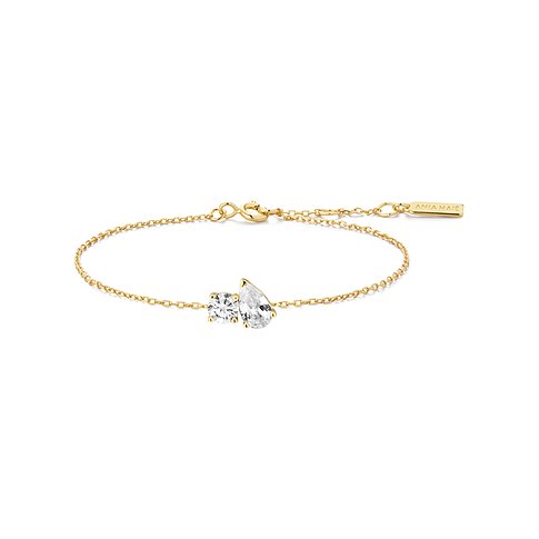 Ania Haie Armband aus vergoldetem 925er Silber mit runden und tropfenförmigen Zirkonia in Weiß.