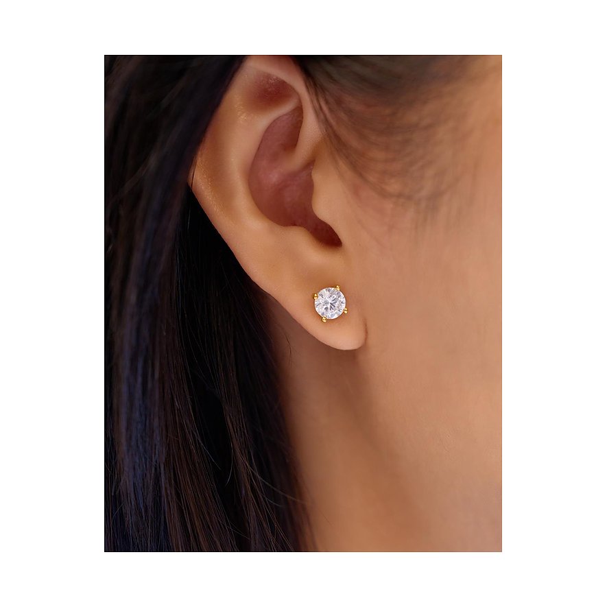 Ania Haie Ohrstecker aus vergoldetem 925er Silber mit runden Zirkonia Farbsteinen.