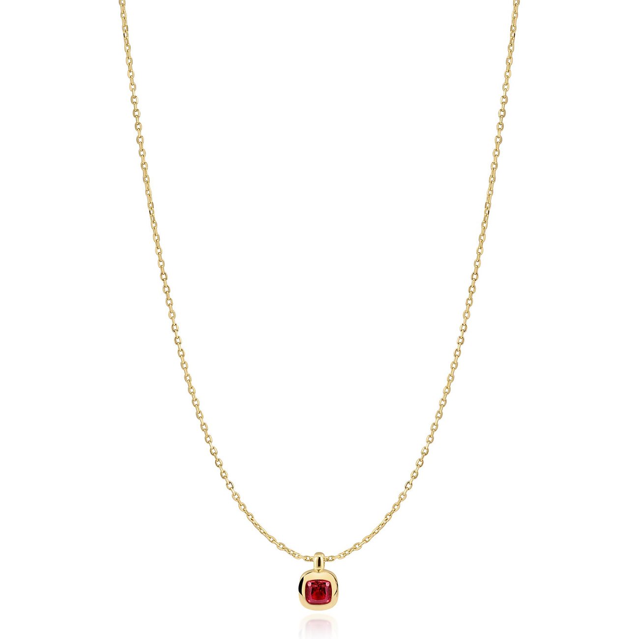 Ania Haie, collier argenté avec gemme de couleur zircone dans un serti doré sur fond blanc.