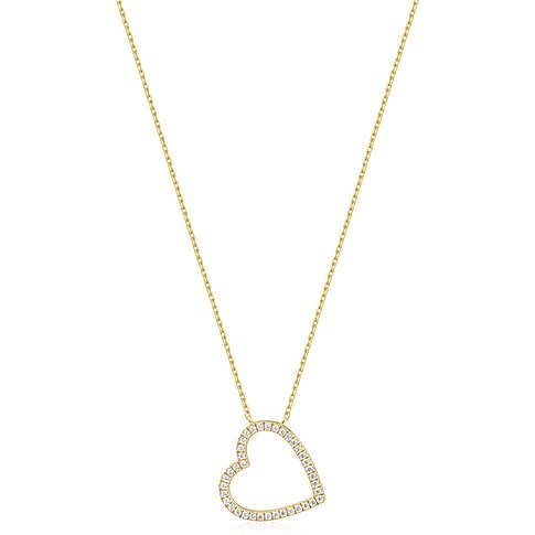 Collier cœur Ania Haie en argent plaqué or poli, orné de pierres de couleur zirconium scintillantes.