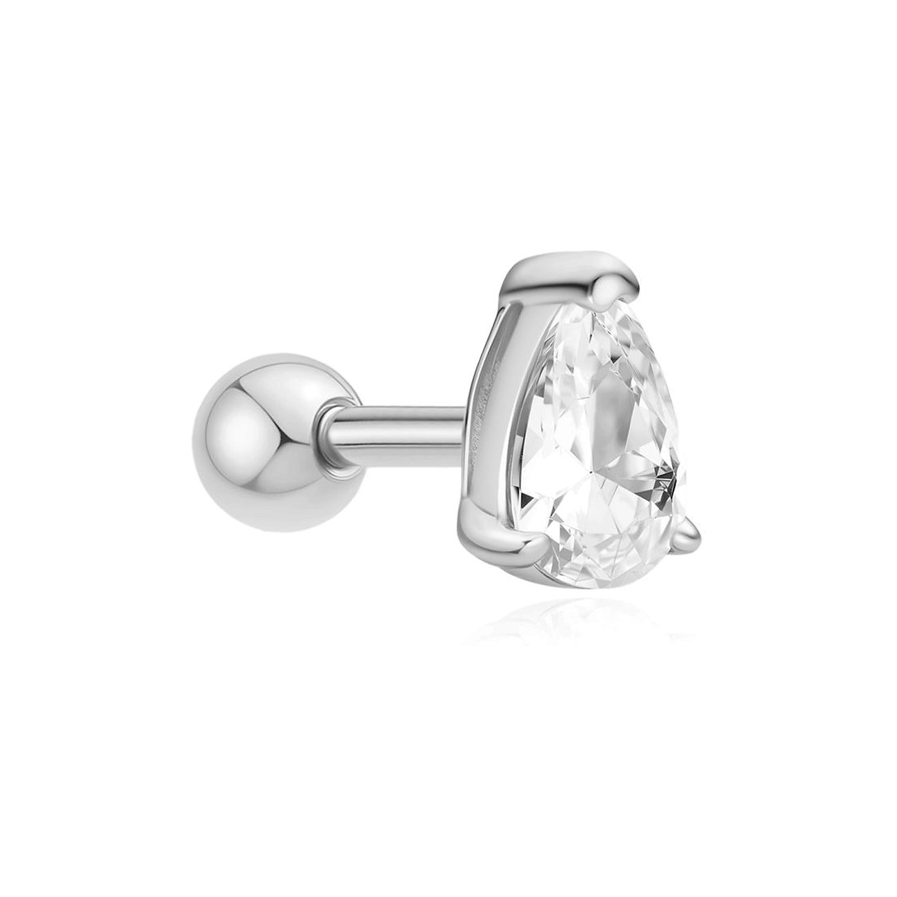 Ania Haie silberner Labret-Ohrstecker mit birnenförmigem Zirkonia in einem 925er Silberohrring.