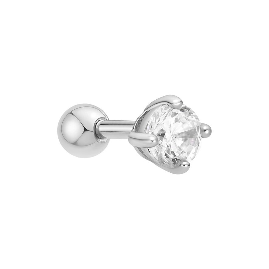 Puces d'oreilles Ania Haie en argent 925, ornées d'une zircone cubique ronde colorée sertie à griffes.