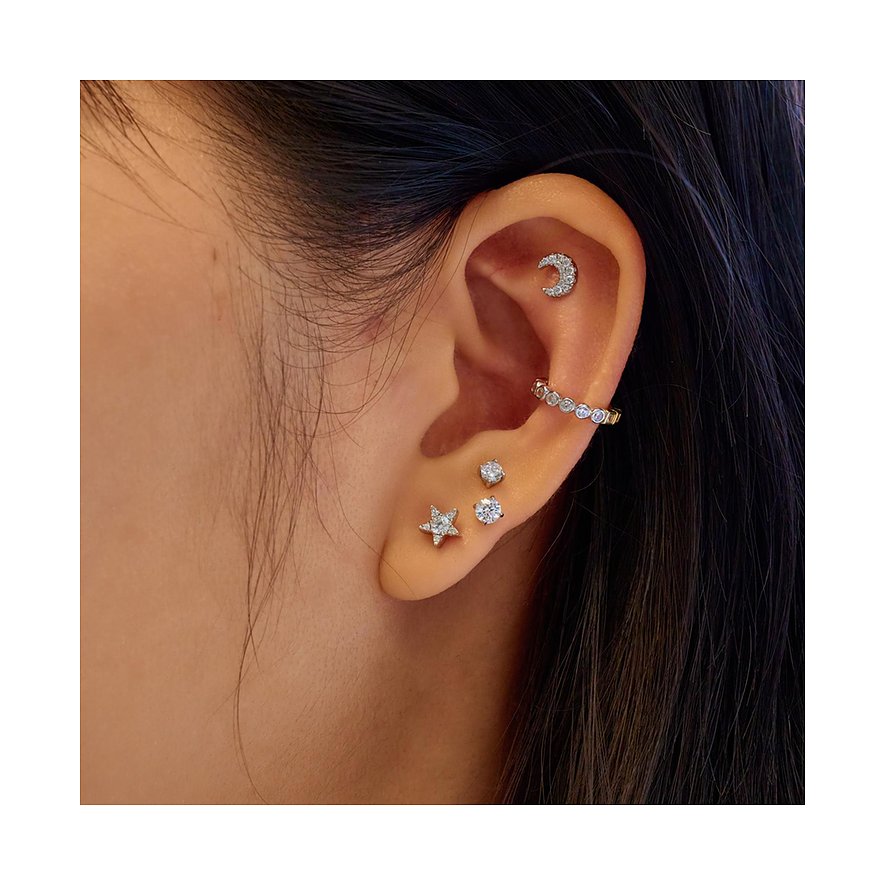 Boucles d'oreilles ajustées Ania Haie en argent 925 couleur argent avec plusieurs pierres de zircone colorées.