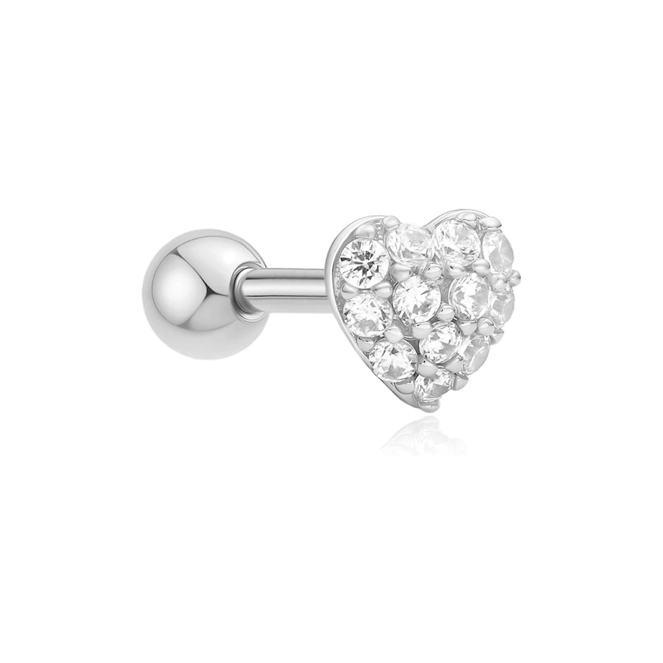 Ania Haie Ohrschmuck aus Silber, ein Herz-Ohrstecker besetzt mit funkelnden Zirkonia-Farbsteinen.
