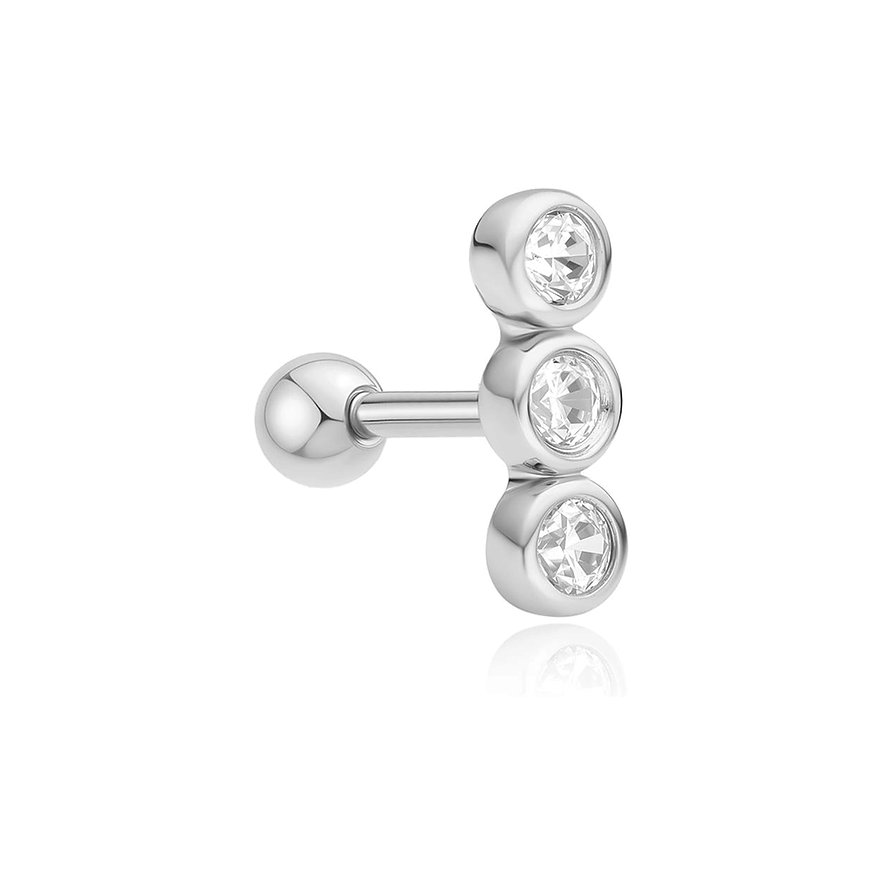 Ania Haie Ohrschmuck aus 925er Silber mit drei runden Zirkonia Farbedelsteinen in einer Reihe.