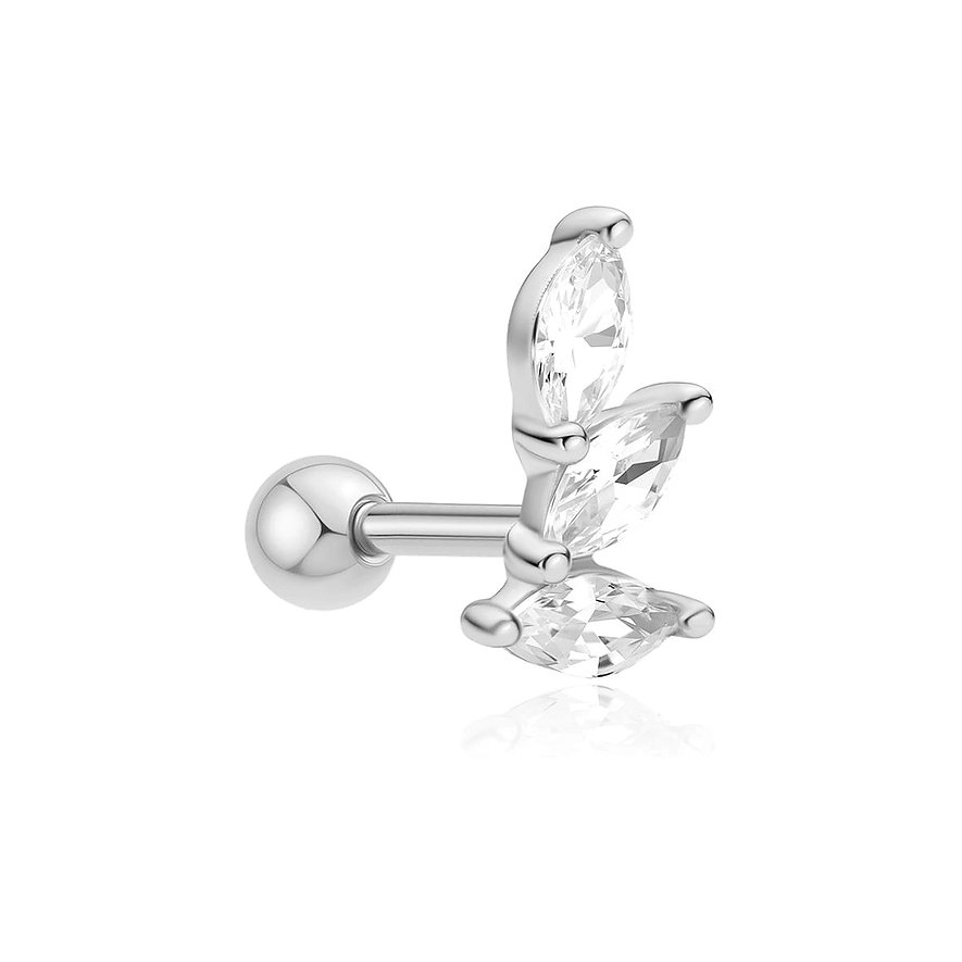 Ania Haie Silberschmuck Ohrstecker mit drei tropfenförmigen Zirkonia-Farbsteinen in Blütenform.