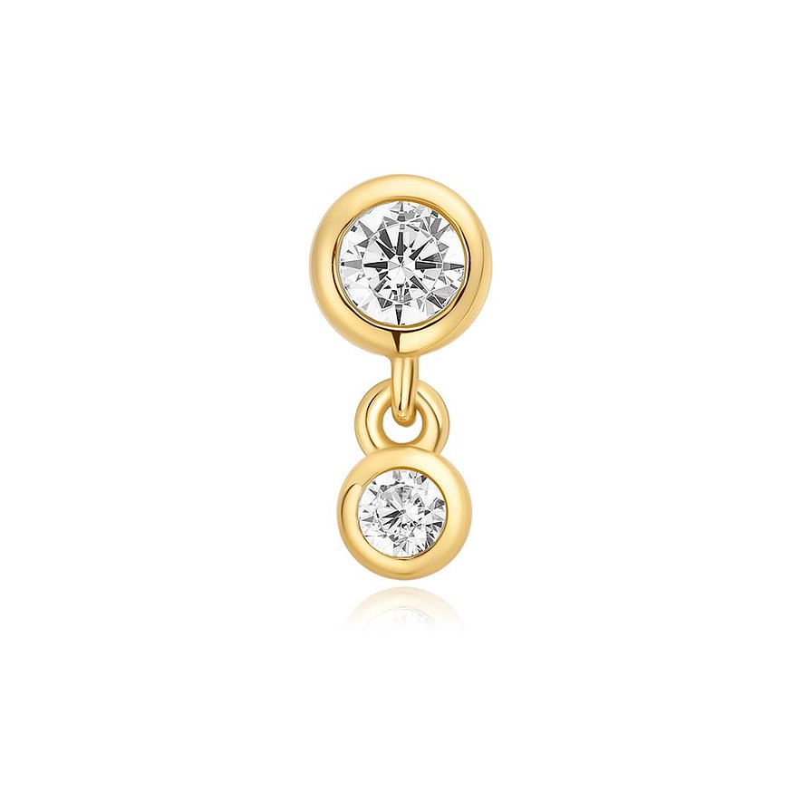 Ania Haie Ohrschmuck aus vergoldetem Silber mit hängenden, runden Zirkonia-Steinen in einer Krappenfassung.