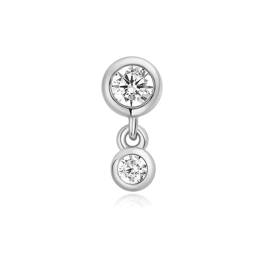 Gioiello per orecchio Ania Haie: un orecchino in argento con due pietre rotonde pendenti di zirconia colorata.