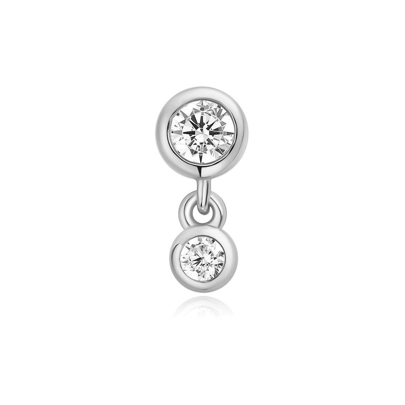 Gioiello per orecchio Ania Haie: un orecchino in argento con due pietre rotonde pendenti di zirconia colorata.