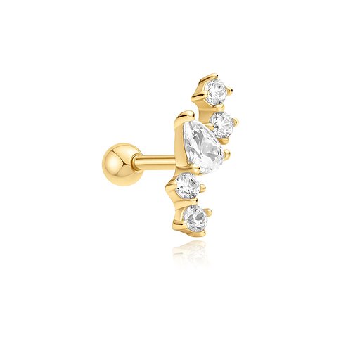 Ania Haie Ohrschmuck aus vergoldetem 925er Silber mit mehreren klaren Zirkonia-Steinen in runder und tropfenförmiger Fassung.