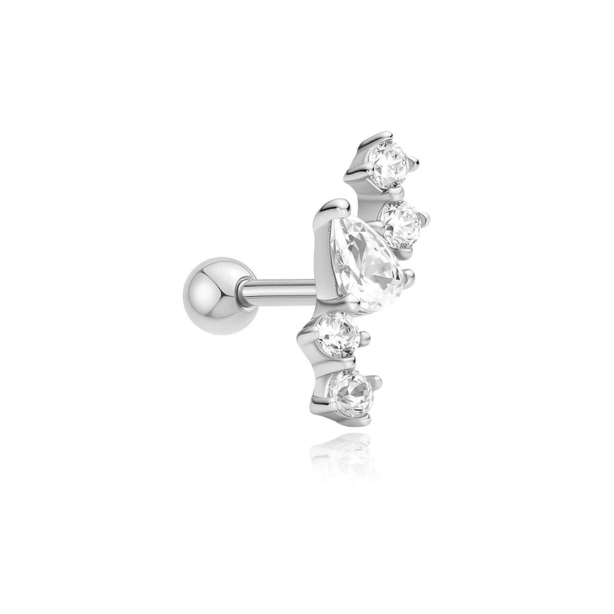 Bijoux d'oreille Ania Haie en argent 925 avec plusieurs pierres précieuses de zircone colorées, gros plan.