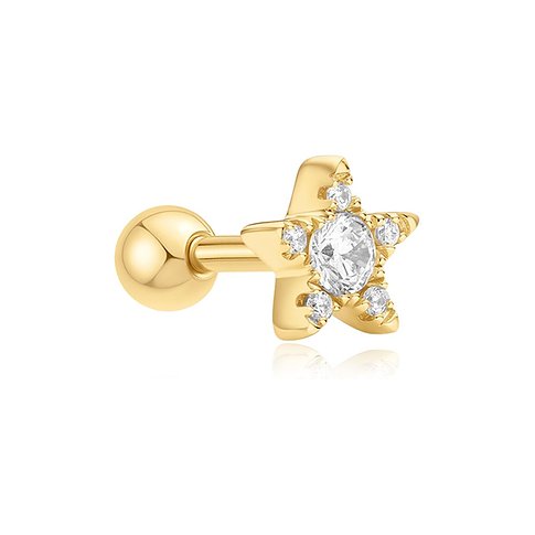 Ania Haie Ohrschmuck aus vergoldetem 925er Silber in Form eines Sterns, besetzt mit Zirkonia als Farbstine.