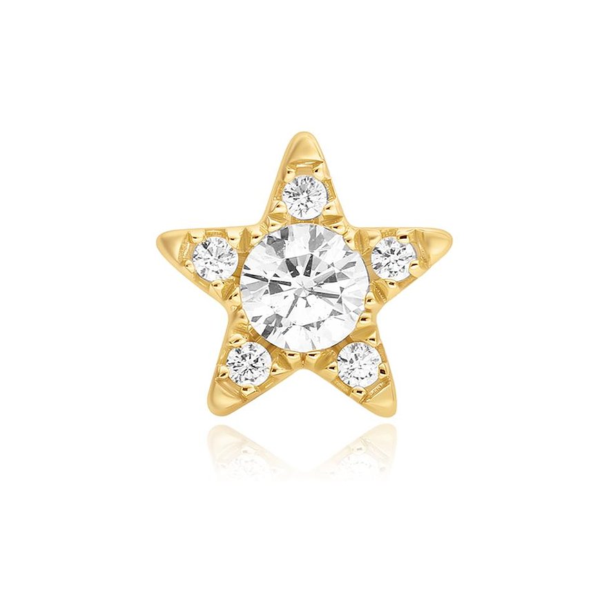 Bijou d'oreille Ania Haie en argent plaqué or, en forme d'étoile, serti de zircones colorées scintillantes.