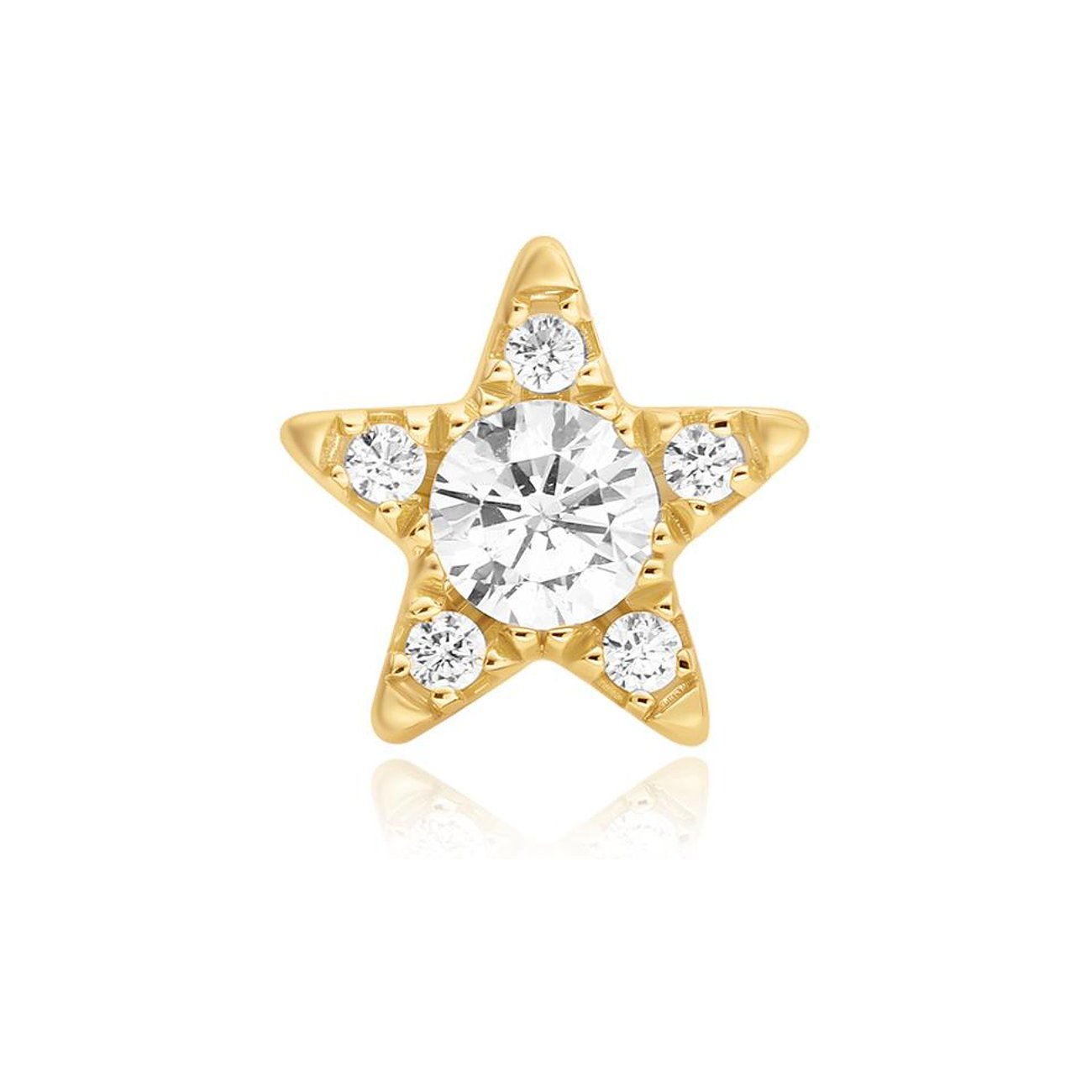 Bijou d'oreille Ania Haie en argent plaqué or, en forme d'étoile, serti de zircones colorées scintillantes.