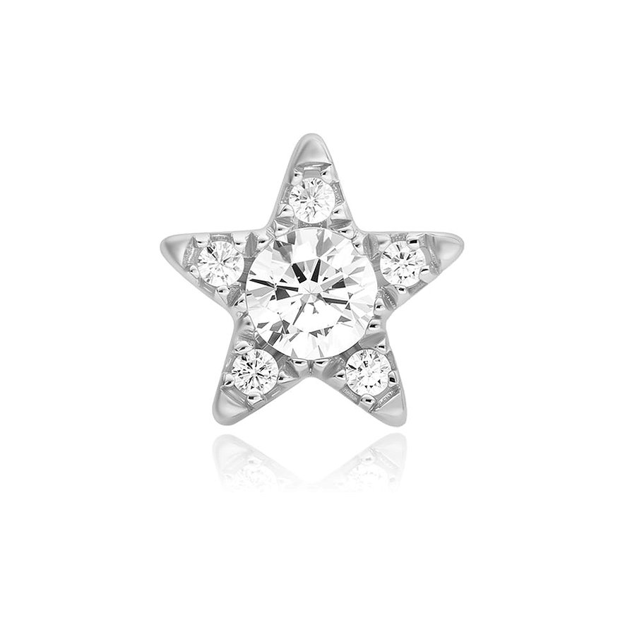 Boucle d'oreille étoile Ania Haie en argent, ornée de zircons colorés scintillants.
