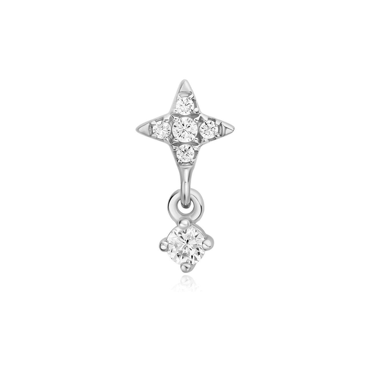 Ania Haie Ohrschmuck aus 925er Silber in Sternform mit mehreren runden Zirkonia und einem quadratischen Zirkonia.