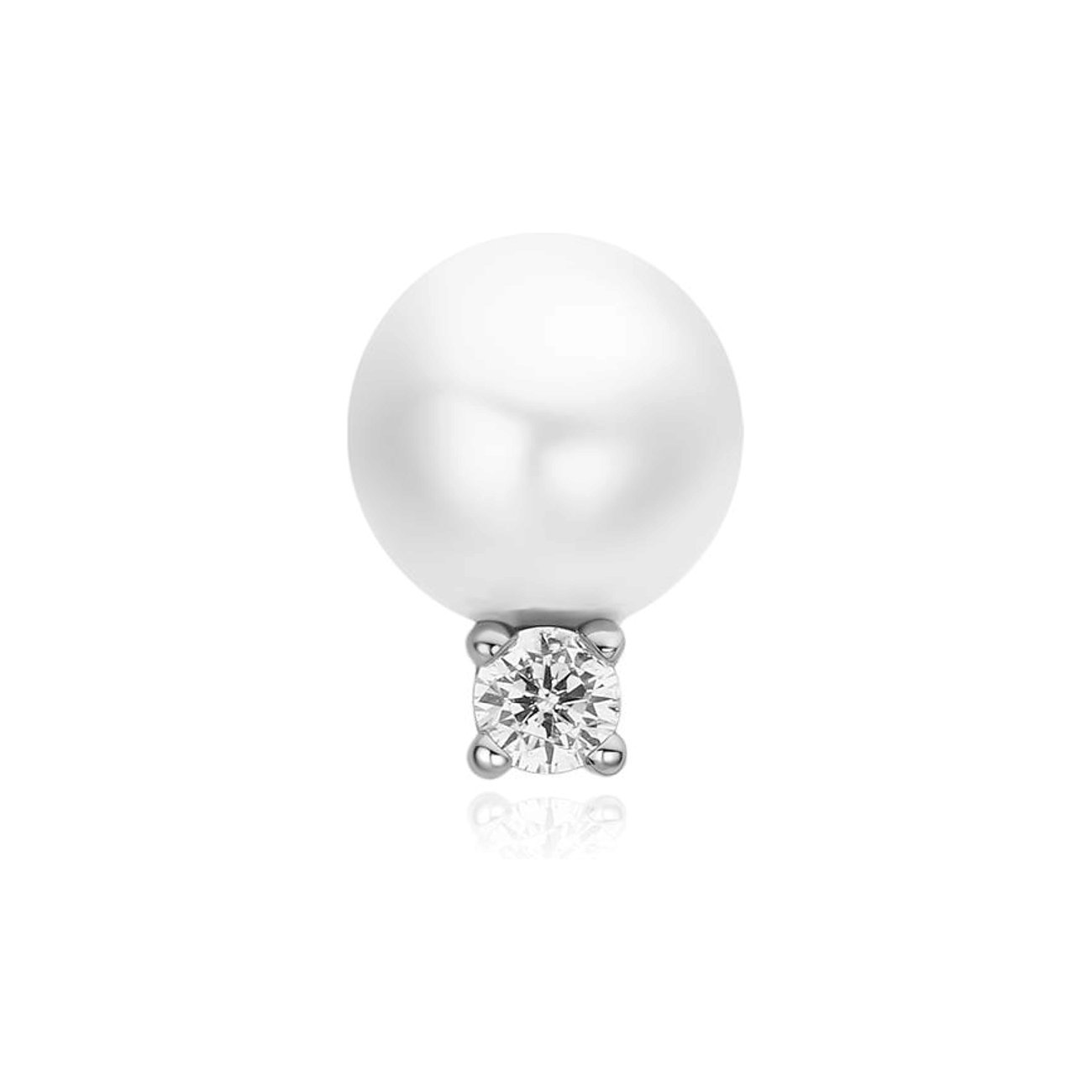 Puces d'oreilles Ania Haie en argent 925 avec perle ronde en haut et zircone étincelante en dessous.