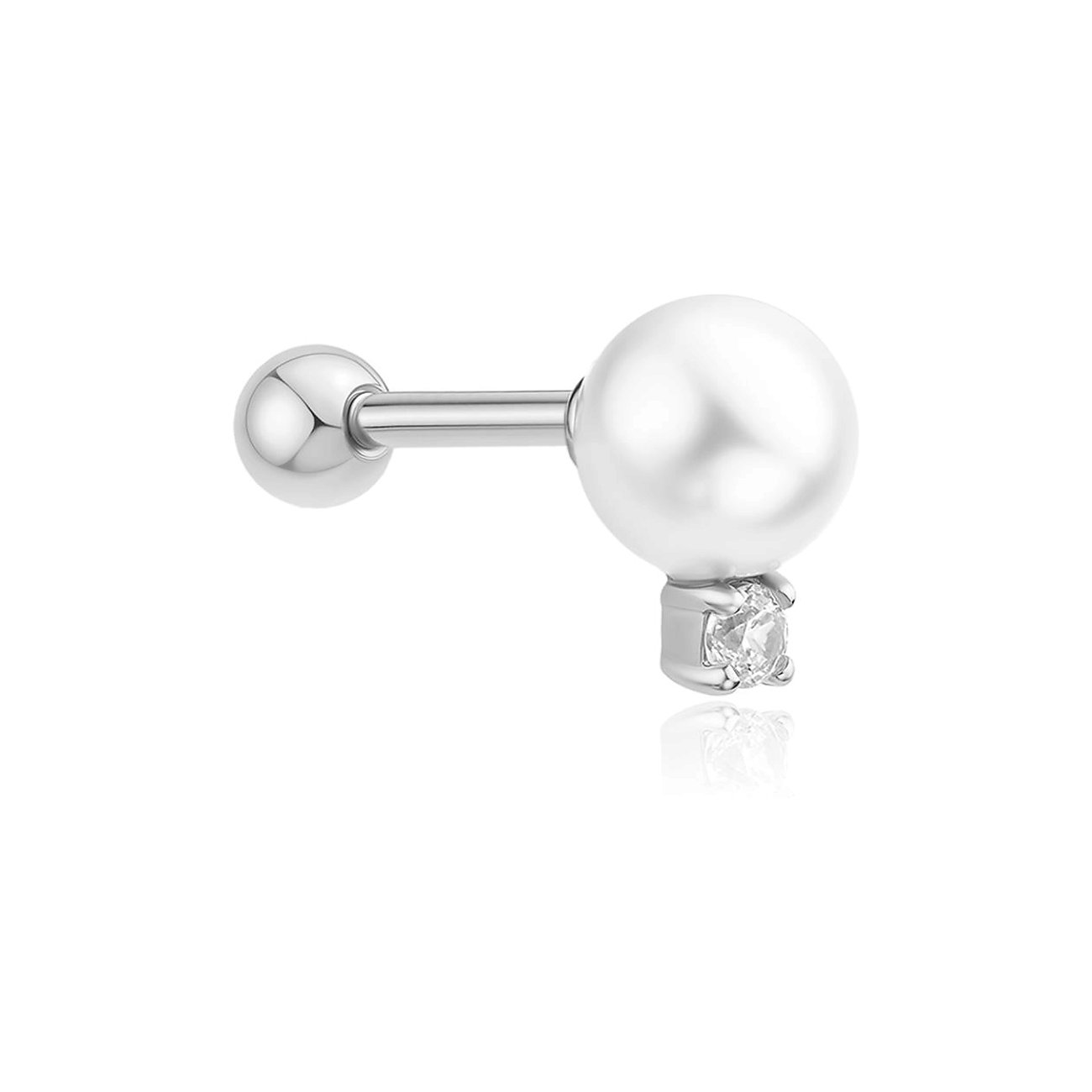 Boucles d'oreilles Ania Haie en argent avec oxydes de zirconium blancs sphériques.