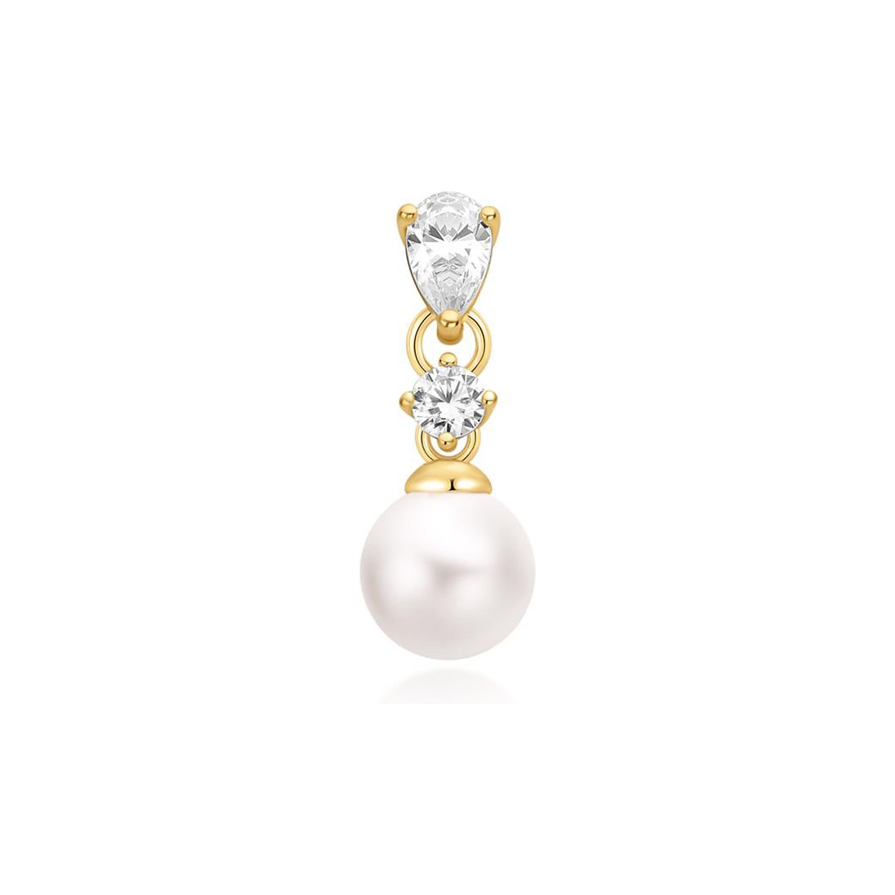 Boucles d'oreilles Ania Haie en argent plaqué or, avec gouttes de zircone et zircone ronde sur une perle.