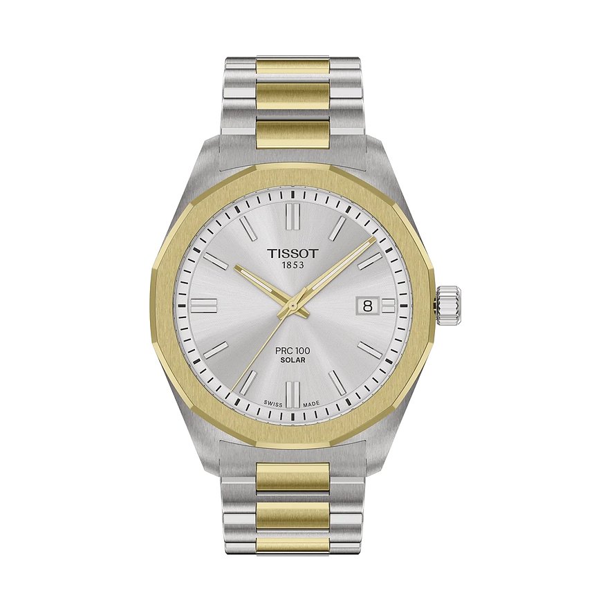 Tissot Herrenuhr PRC 100 Solar Quartz T1514222203100, Herren, Edelstahl, Armband: Edelstahl, Solar, analog