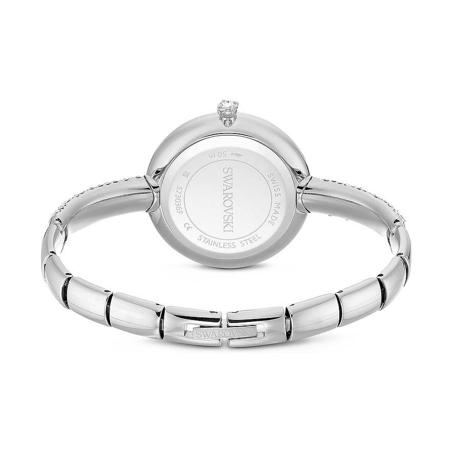 Achteraanzicht Swarovski unisex edelstalen horloge: kast met gravures zoals 