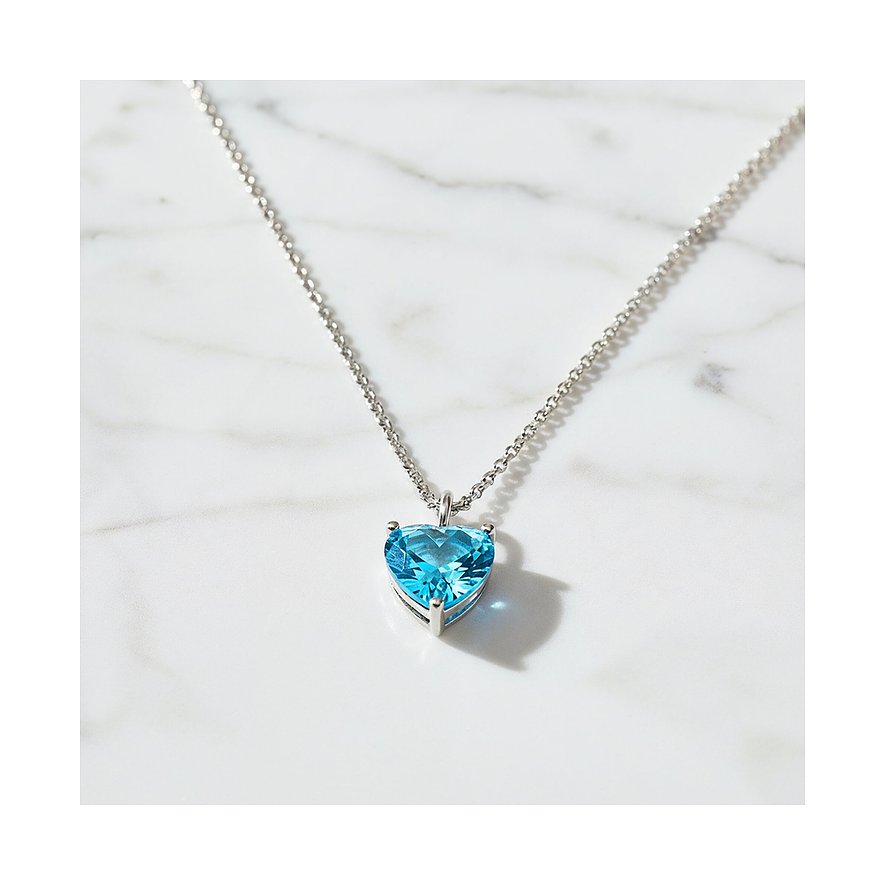 Engelsrufer Halsschmuck aus 925er Silber mit herzförmigem Farbstein Zirkonia in Türkis.