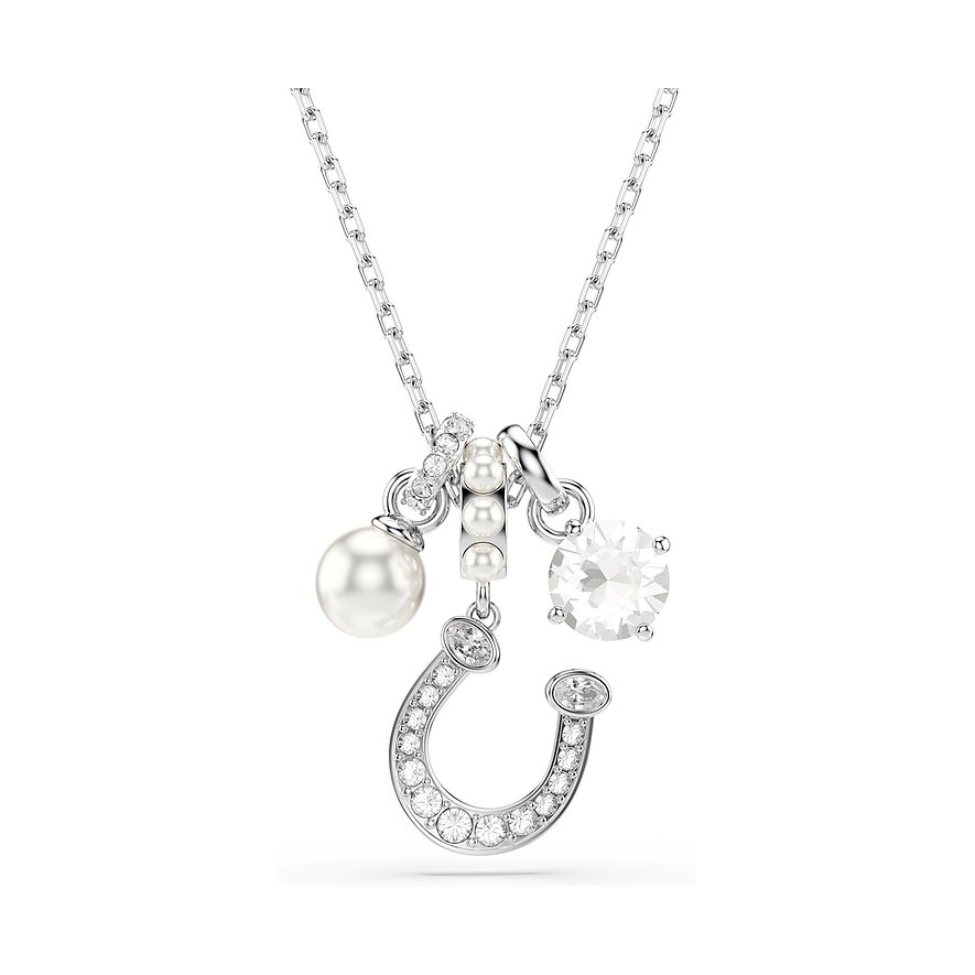 Swarovski Halskette aus Metall mit Hufeisen-Anh en, wei damen Kristallsteinen und einer Perle.