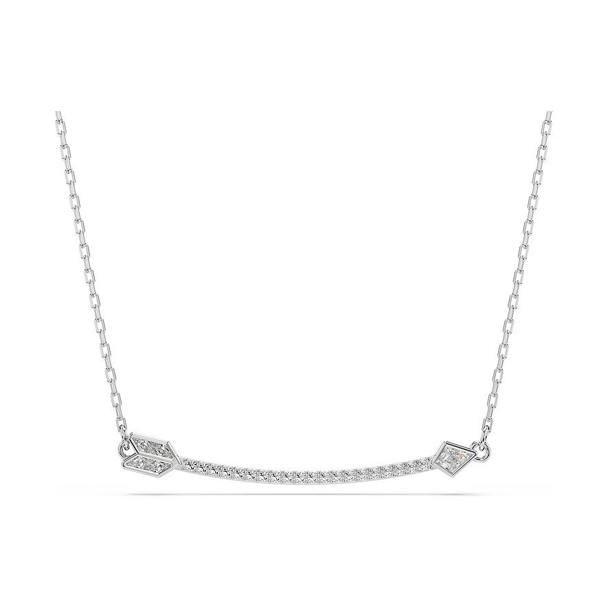 Swarovski Halskette aus Metall mit einer gebogenen, schimmernden Leiste aus Farbkristallen.